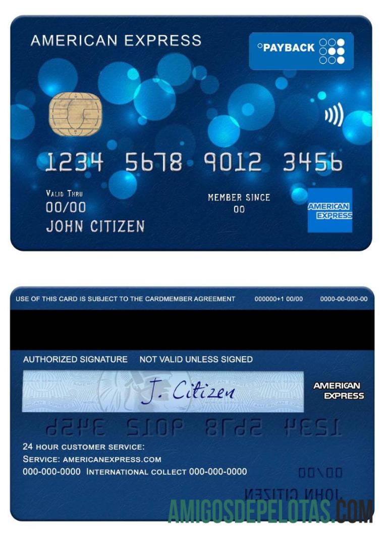 Cartão de reembolso Amex do banco regional dos EUA amostra